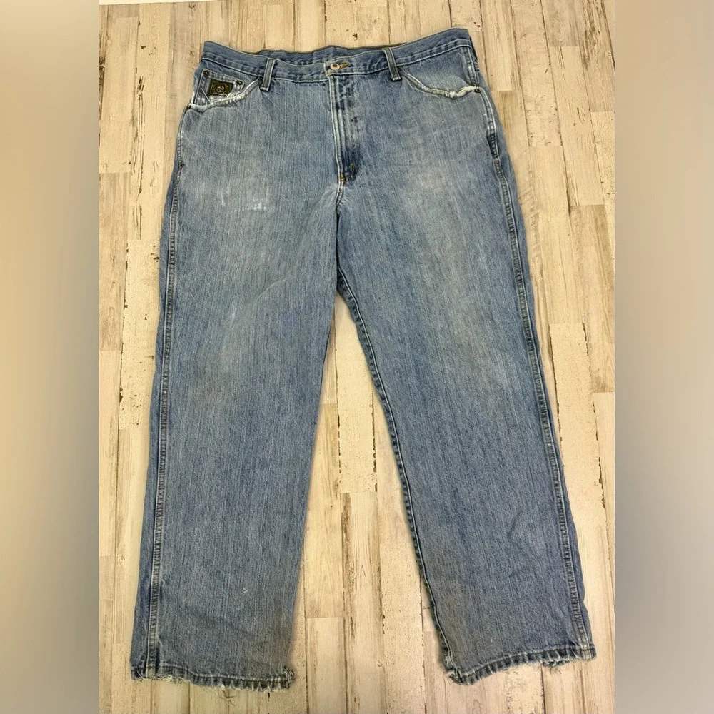 Cinch Up Workwear Straight Light Washed Jeans Men’s 38x30 Denim Thrashed - Picture 2 of 11